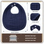 Frienda 6 Pcs Muslin Bibs Baby Burping Cloth Teething Bibs Bandana Bibs 6 Absorbent Layers Muslin Bibs for 6 Month+ Baby - Image 2